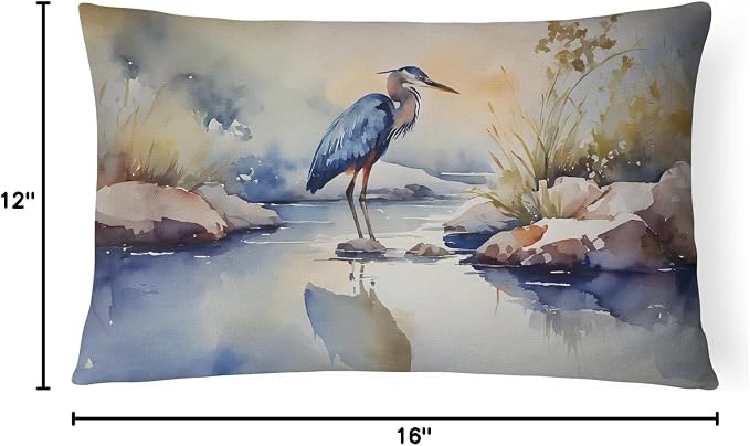 Caroline's Treasures DAC2850PW1216 Blue Heron Throw Pillow Machine Washable, Indoor Outdoor Decorative Pillow for Couch, Bed or Patio, 12HX16W