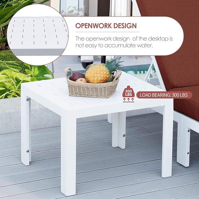 NICESOUL 14 Piece Luxury Aluminum Outdoor Sectional Sofa with End Table, L Shaped Oversized Modular Patio Furniture Set, 29" Deep Wide Seating, 500 lbs Heavy Duty Conversation Set for Backyard, Red