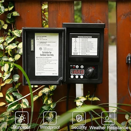 Low Voltage Transformer 120 watt Malibu Outdoor Transformer Output 12V AC for Landscape Lighting and Outdoor Lighting Black