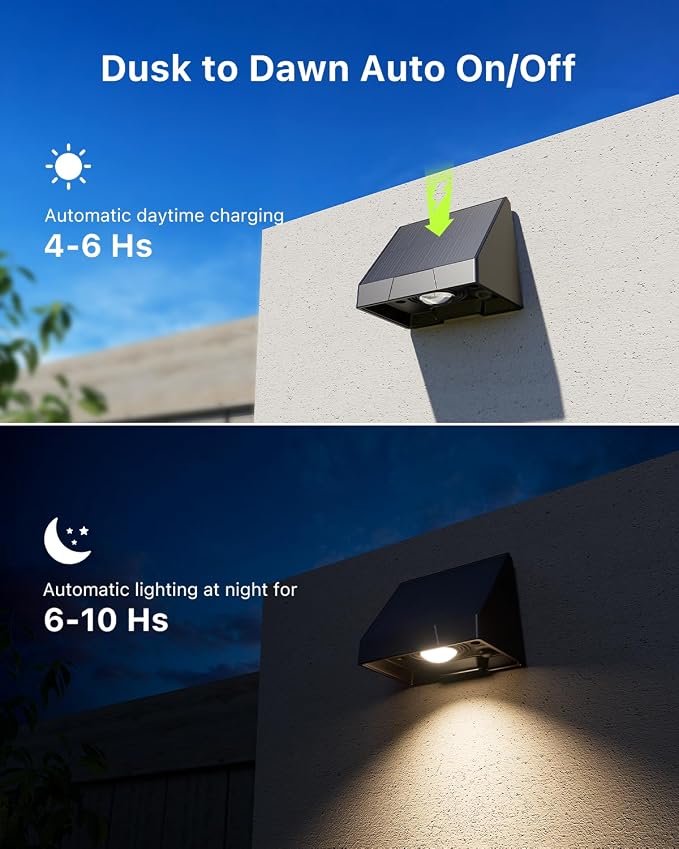 16 Pack Solar Powered Fence Lights Outdoor Wall Mount Decorative Waterproof Down LED for Deck, Outside Stairs, Pool Cage, Patio, Backyard, Garden, Bright 3 Color Temperatures Lamp with Easy to Install