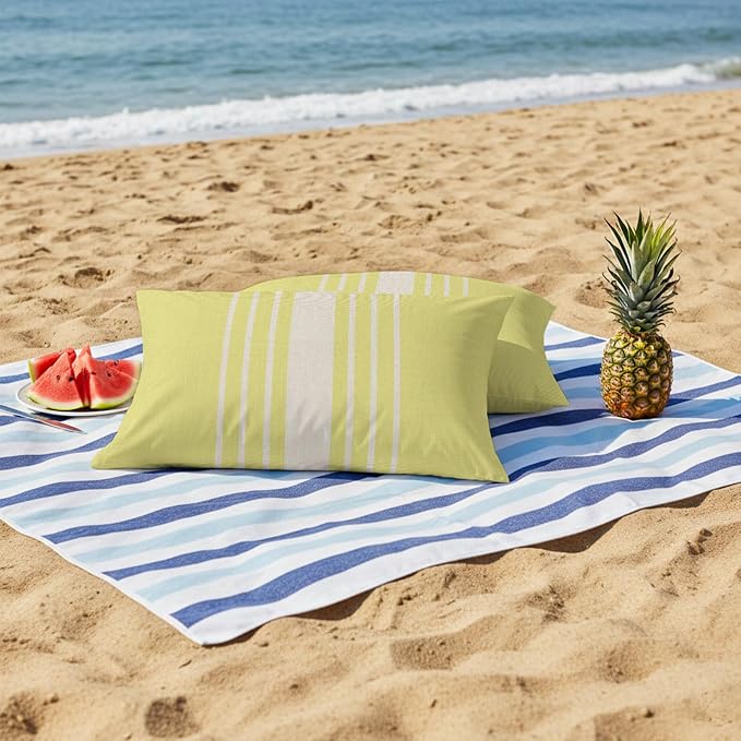 Yellow Beige Striped Outdoor Pillow Covers 20x12 Inch Lumbar Pillow Covers Set of 2 Waterproof Decorative Throw Pillow Cases Modern Farmhouse Retro Lines Cushion Covers for Patio Furniture Garden