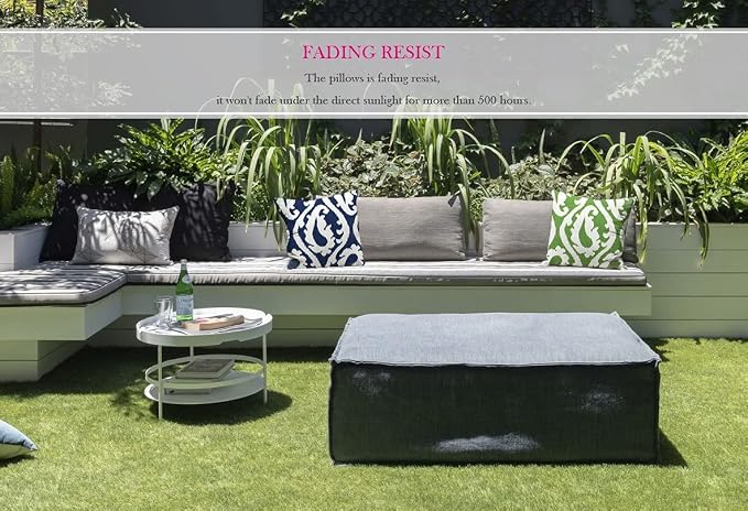 Outdoor Waterproof Decorative Throw Pillow Cover for Patio Furniture, 18x18 Inch Fade Resistant Patio Garden Cushion Cover for Couch Bed Sofa, Paisley Navy