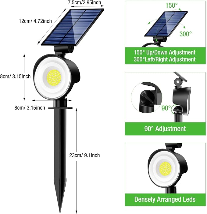 nipify Solar Spot Lights Outdoor Waterproof, Landscape Spotlights | Cool White, 6 Pack/53 LED/3 Modes, Adjustable Solar Panels, Auto On/Off, Uplights Lighting for Outside Tree Yard Flag Garden