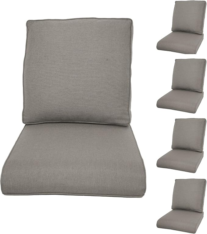 Luxury 22*24*4in Outdoor Patio Cushions, 5 Pieces Grey Outdoor Cushion | Water-Resistant, Reversible, Removable Cover, Stain-Resistant, for Patio Chairs Sofa Couch Loveseat