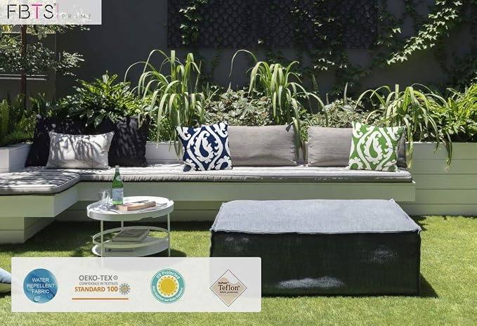 Pack of 2 Outdoor Waterproof Decorative Throw Pillows with Inserts for Patio Furniture, 18x18 Inch Fade Resistant Patio Garden Cushions for Couch Bed Sofa, Paisley Navy