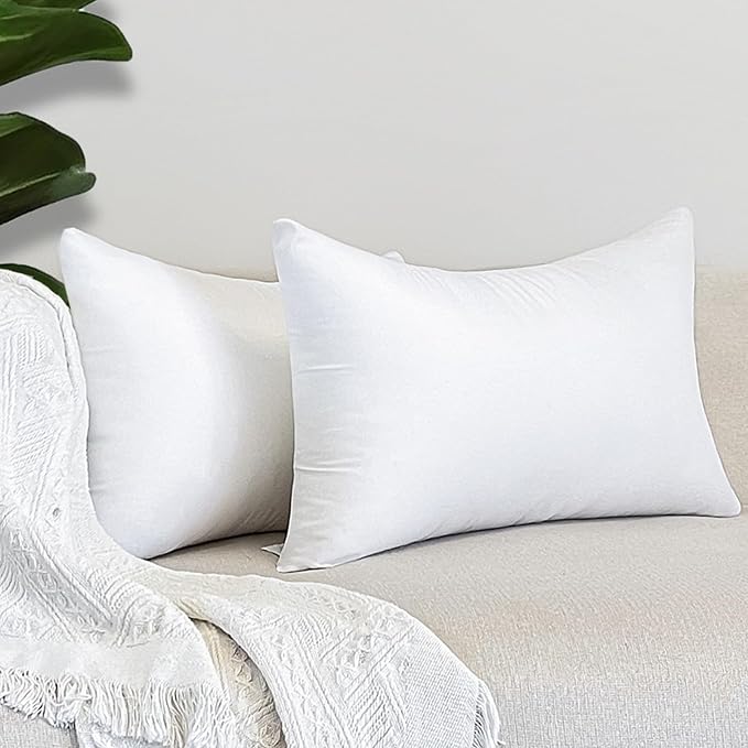 4 Pack Lumbar Pillow Inserts Waterproof Outdoor 12x20 inch White | Waterproof protection.Hypoallergenic & washable. Stays plump and supportive.Ideal for indoor/outdoor use on couch or patio.