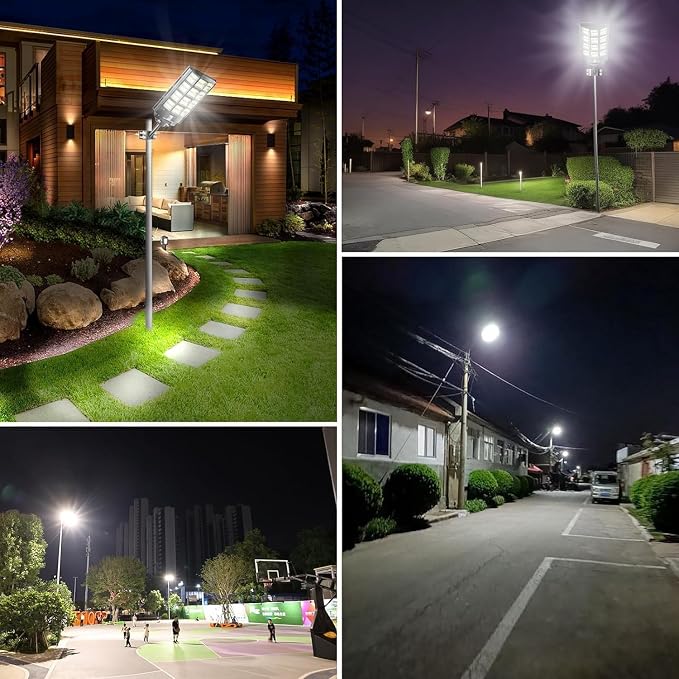 Solar Street Light 8000W, Solar Outdoor Lights Waterproof, 240000LM 8000K Solar Powered Parking Lot Light Dusk to Dawn with Outside Motion Sensor LED Lights, Wide Angle Street Lamp