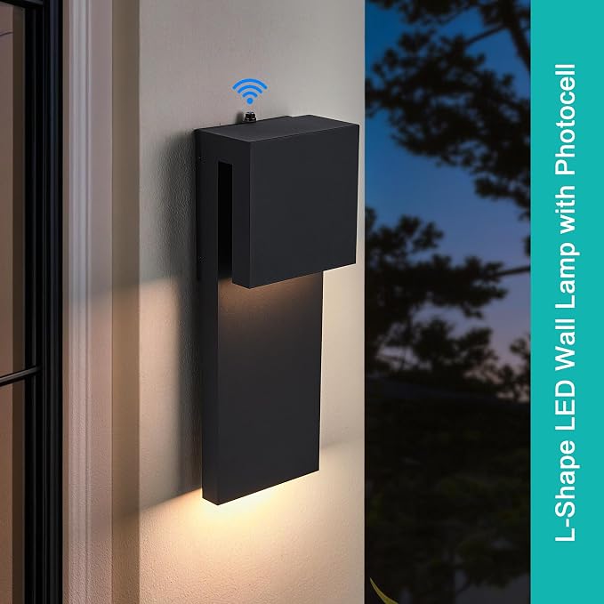 Tarentlight Dusk to Dawn Outdoor Wall Lights 2 Packs,Modern Minimalist Outdoor Fixture Wall Mount,Anti-Rust Sturdy & Sleek Outside Lights for House Porch Garage Patio,3000K 17W Integrated LED