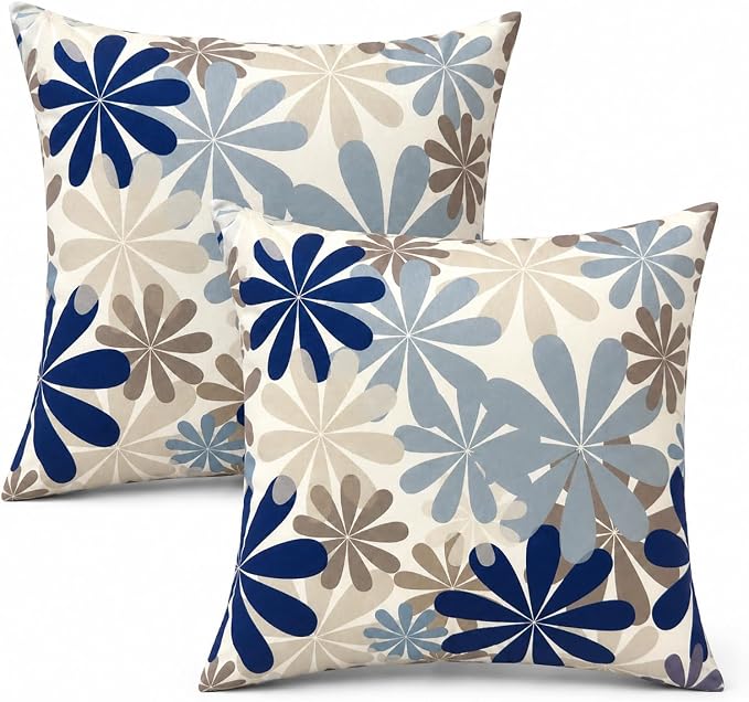 2 Pack Outdoor Throw Pillows 18x18 with Inserts, Water-Repellent | 2-pack 18x18 outdoor throw pillows with inserts, water-repellent polyester covers, hidden zippers, and indoor/outdoor style.