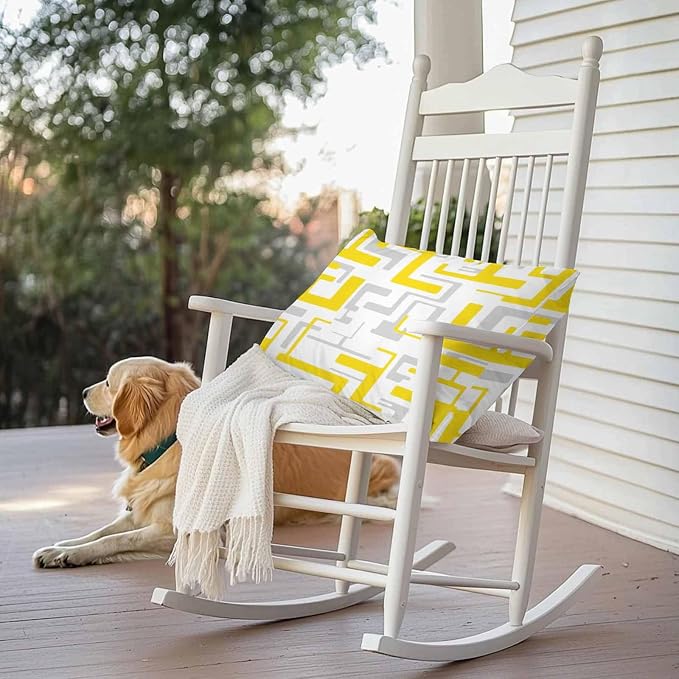 Geometric Outdoor Pillow Shams Set of 2, Decorative Pillowcases Cushion Case, Soft Throw Pillow Covers Waterproof Pillow Case 20x12 Inch, Abstract Lines Yellow Gray Modern Art