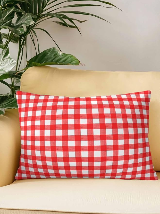 Outdoor Waterproof Throw Pillows Country Red Buffalo Plaid Patio Pillows,Decorative Pillow Covers with Insert,Pillow Cushion Case for Garden Couch Sofa Classic Gingham Check