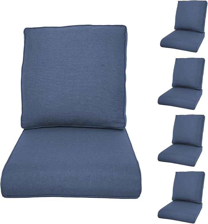 Luxury 22*24*4in Outdoor Patio Cushions, 5 Pieces Navy Blue Outdoor Cushion | Water-Resistant, Reversible, Removable Cover, Stain-Resistant, for Patio Chairs Sofa Couch Loveseat