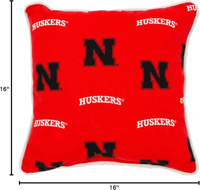 College Covers Nebraska Huskers Outdoor Decorative Pillow Pair-(2) 16" x 16" Pillows