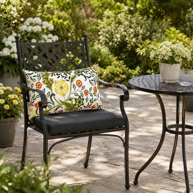 Outdoor Lumbar Pillows 12"x20" Waterproof Patio Pillows with Inserts | Set of 2 Fade Resistant Outdoor Waterproof Lumbar Pillow Decorative Garden Lumbar Cushions for Home Patio Terrace Sofa