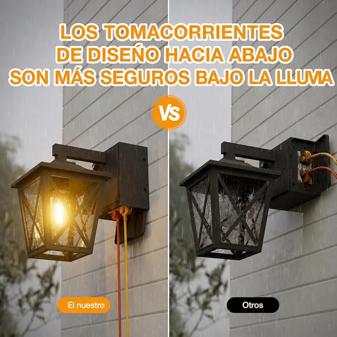 Ehaho Porch Lights with GFCI Outlet Aircraft Grade Aluminum Alloy-Black 1PC | Dusk to Dawn Outdoor Lights Waterproof IP 68 Upgraded 3 Lighting Modes Exterior Light with Plug for Front Door Patio Garage