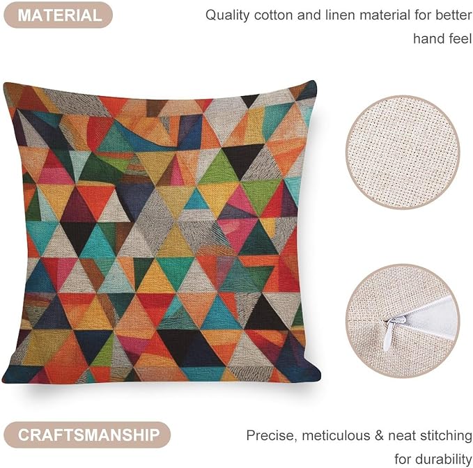 Pillowcase Colorful Fun Aesthetic Mid Century Modern Gomestry Throw Pillow Covers Vintage Abstract Pillowcover 16"x16" Decorative Couch Pillow Cover for Sofa outdoor pillows for patio furniture