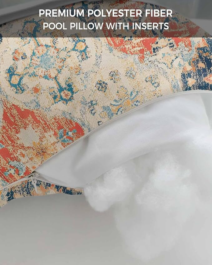 Pack of 2 Outdoor Lumbar Cushions with Inserts, Boho Vintage Abstract Art Rustic Morocco Texture Waterproof Fluffy Fade Body Pillows, Patio Furniture Pillow for Home Balcony Garden Decor 12x20IN