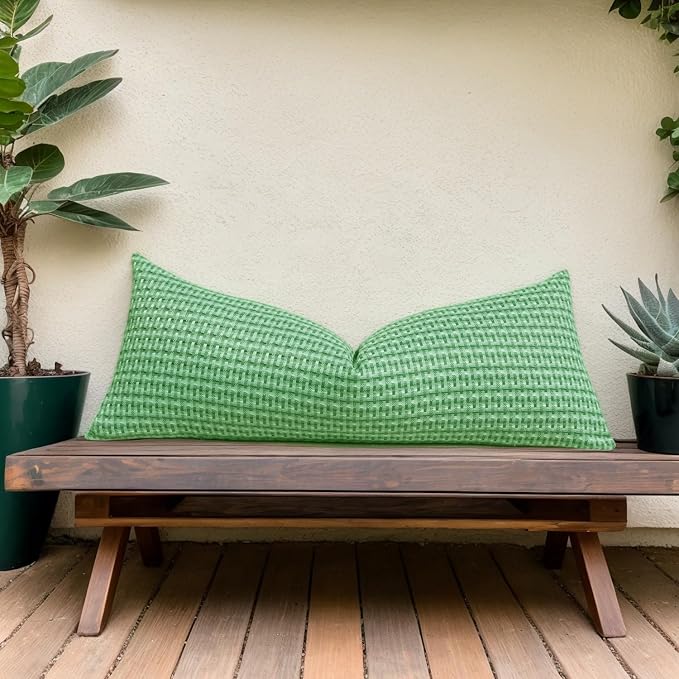 Kevin Textile Outdoor Waterproof 14"x36" Pillow Cover 1 Pack, Sage Green | Water Resistant Weaving Faux Linen Texture Throw Pillow Covers, Outside Decorative Pillowcases for Garden Patio Balcony Couch