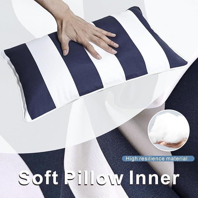 JMGBird Black and White Outdoor Pillows 12x20 Pillow Insert Included | Outdoor Lumbar Pillows, Water-Repellent Throw Pillows with Insert, Pack of 2, 12×20 Inch- Add a Pop of Color Outdoors