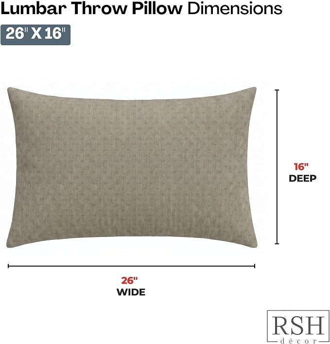 RSH DECOR: Sunbrella Jumbo Lumbar Pillows Set of 4 | 26" x 16" | Indoor Outdoor – Patio, Lounge, Adirondack | Water & Fade-Resistant | Down-Alternative Inserts | Made in USA (Dots Nice Shale)