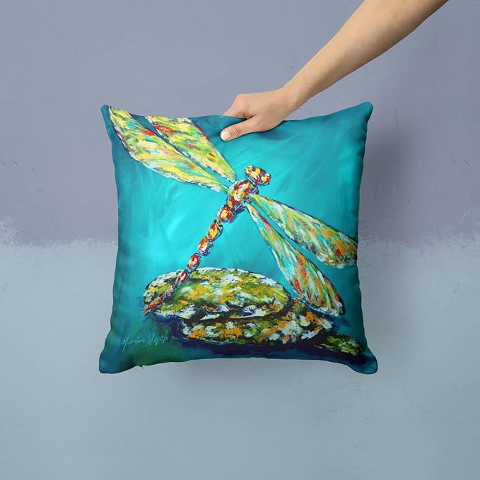 Caroline's Treasures MW1144PW1414 Insect - Dragonfly Matin Fabric Decorative Pillow Machine Washable, Indoor Outdoor Decorative Pillow for Couch, Bed or Patio, 14Hx14W