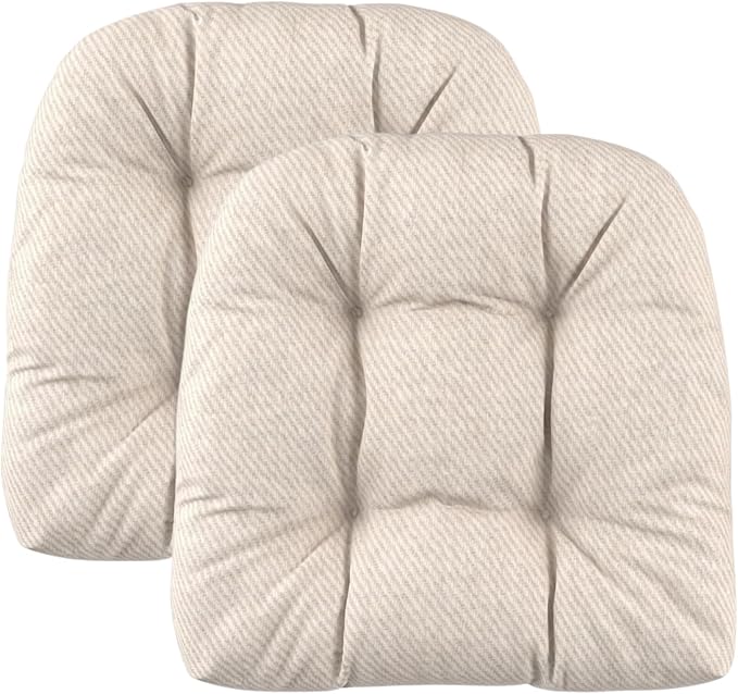 RSH DECOR: Sunbrella Tufted Wicker U-Shape Cushions Set of 2 | 19” x 19” | Outdoor Seat Cushions for Patio Furniture| Crafted with Sunbrella Performance Fabric | Made in USA (Cozy Quilt Bright White)