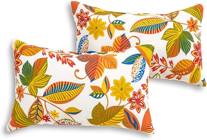 South Pine Porch Outdoor 19x12-inch Rectangle Accent Pillow (Set of 2), Esprit Floral