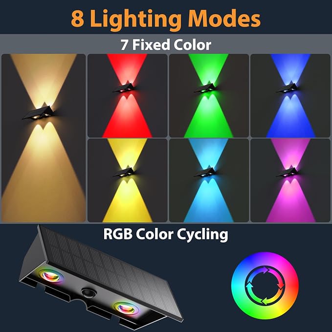 12PACK Solar Sconce Lights Outdoor,8 Lighting Modes Up and Down Solar Wall Lights Dusk to Dawn Lighting IP65 Waterproof Solar Lights Outdoor for House Exterior Front Porch Garage Fence Patio Yard