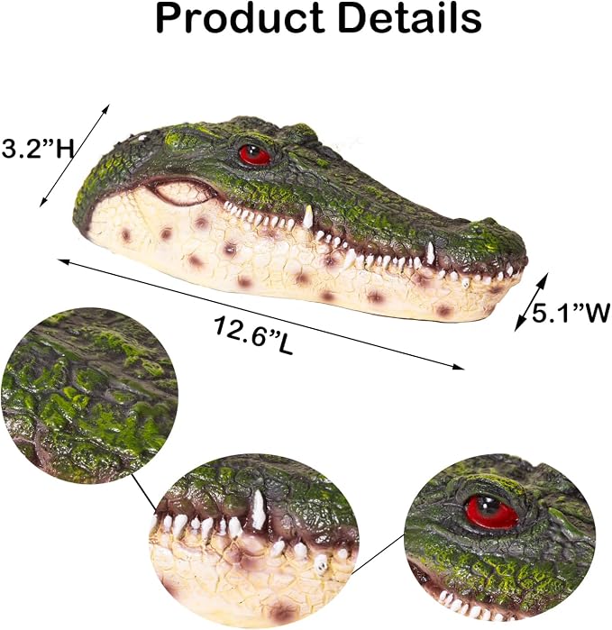Pond Floating Alligator Head Decoy, Pools Float Fake Gator Head Duck Detterent Crocodile Head Decoy for Koi Garden Yard Decoration Swimming Pool Animal Protector