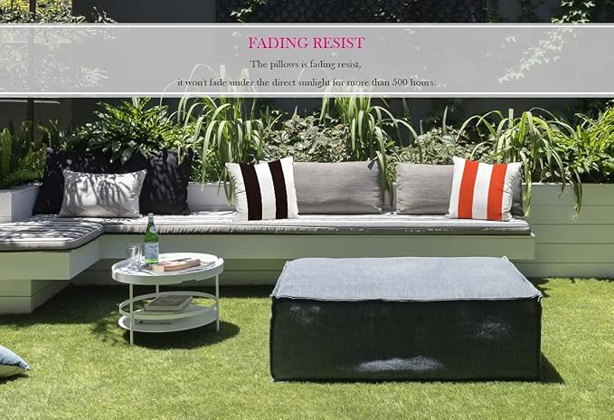 Pack of 2 Outdoor Waterproof Decorative Throw Pillows with Inserts for Patio Furniture, 18x18 Inch Fade Resistant Patio Garden Cushions for Couch Bed Sofa, Striped Black