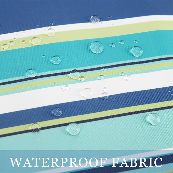 Adabana Patio Striped Outdoor Pillow Covers Waterproof Set of 2, 16"x16" | Colorful Decor, Blue Outdoor Pillows for Patio Furniture Garden Porch