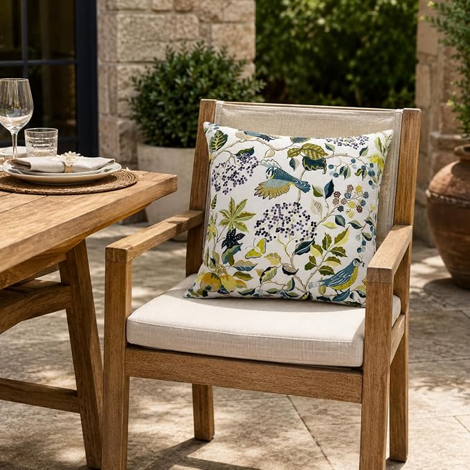 Outdoor Pillows 18"x18" Waterproof Decorative Pillows with Inserts | Set of 2 Fade Resistant Patio Throw Pillows for Porch Garden Couch and Patio Furniture