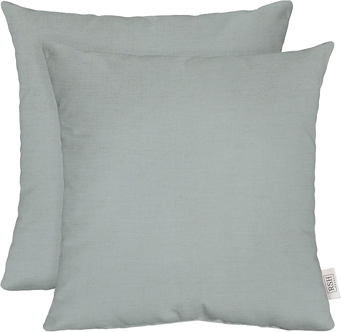 RSH DECOR: Sunbrella Play Square Throw Pillows Set of 2 | 17" x 17" | Water and Fade-Resistant Performance Fabric | Outdoor Pillow Covers with Down-Alternative Inserts | Play Sky