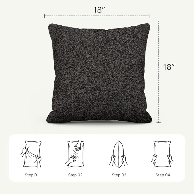 Outdoor Throw Pillow Set of 2 with Inserts, Outdoor Lumbar Pillow Water Resistant for Patio Furniture, 18x18 Inch Outdoor Pillows with Removable Zipper Cover