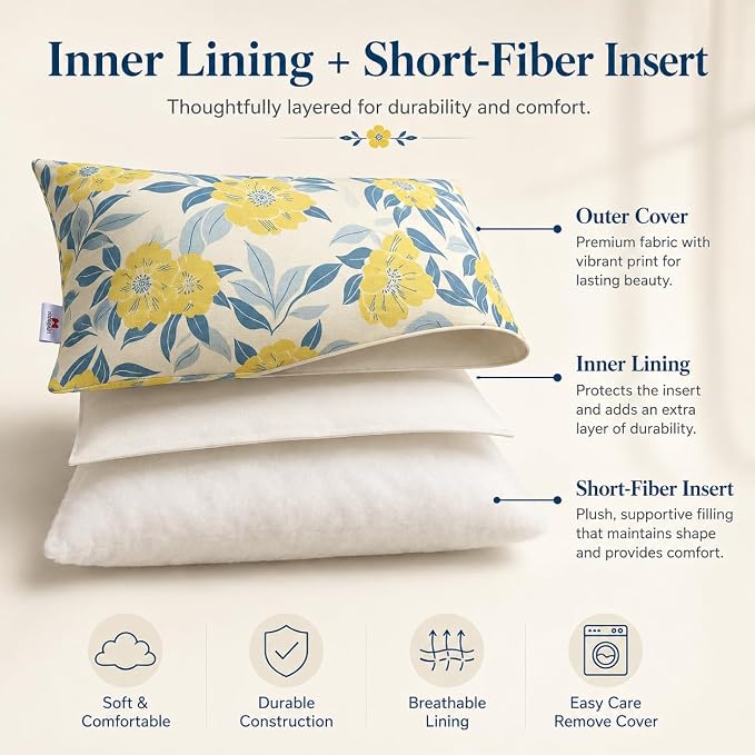 Outdoor Lumbar Pillows 12"x20" Waterproof Patio Pillows with Inserts | Set of 2 Fade Resistant Outdoor Waterproof Lumbar Pillow Decorative Garden Lumbar Cushions for Home Patio Terrace Sofa
