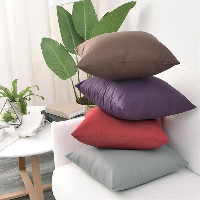 Pack of 2 Outdoor Waterproof Pillow Covers Decorative Throw Pillow Covers Furniture Cushion Cases Spring for Chair Patio Garden Couch Tent Balcony Sofa, White, 16"x24"