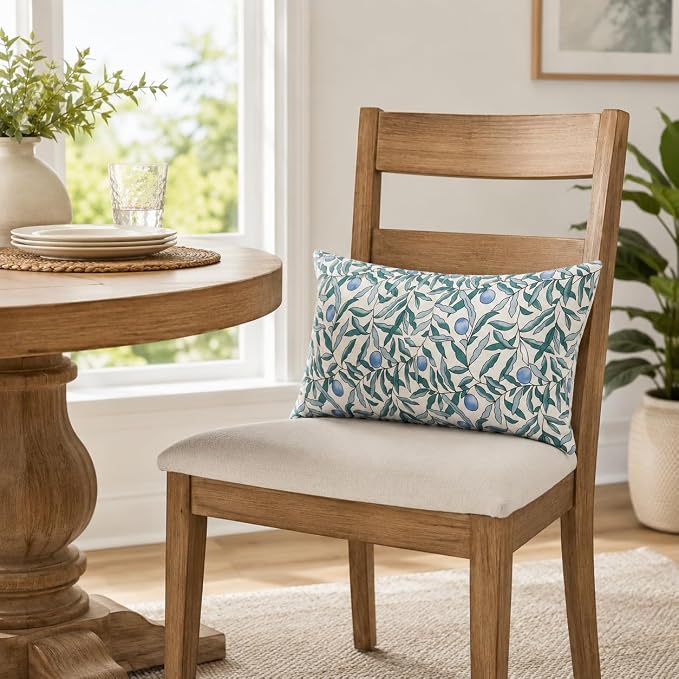Pack of 2 Patio Lumbar Pillows 12"x20" | Fade Resistant Outdoor Waterproof Lumbar Pillow with Inners Decorative Garden Lumbar Cushions for Home Patio Terrace Sofa