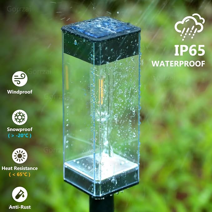 Bright Solar Pathway Lights Outdoor 8 Pack Solar Lights Outdoor LED Waterproof with 3000K Tungsten Filament Bulb Landscape Lighting for Yard, Driveway, Garden, Walkway, Lawn, Path | Solar Lights Outdoor for Yard Driveway Garden Walkway Lawn Path Decor,...