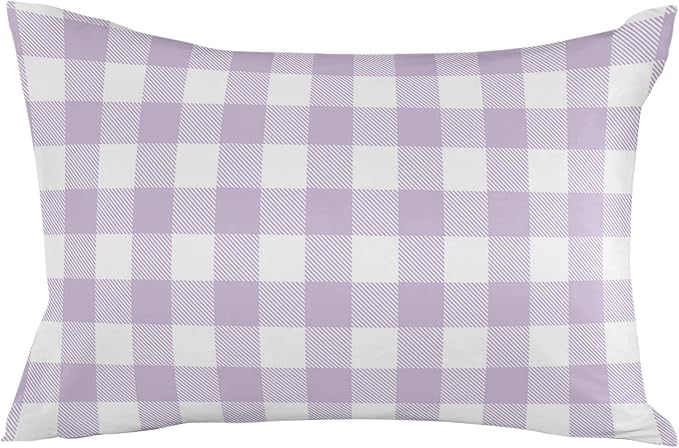 Outdoor Waterproof Throw Pillow Covers Set of 2 Lavender Buffalo Check Plaid Lumbar Pillowcases 20x12 Inches Farmhouse Style Patio Decorative Pillows Cushion Case Patio Pillows for Couch Bed Garden