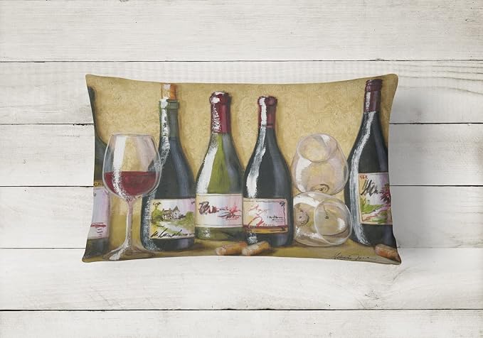 Caroline's Treasures TMTR0271PW1216 Wine Du Vin by Malenda Trick Canvas Fabric Decorative Pillow Machine Washable, Indoor Outdoor Decorative Pillow for Couch, Bed or Patio, 12HX16W
