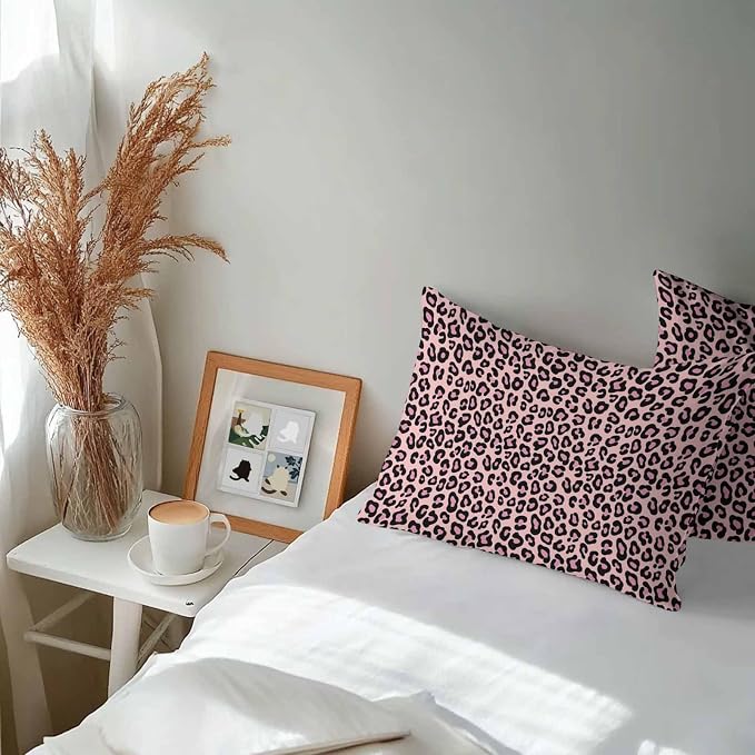 Vandarllin Outdoor Throw Pillows Covers 20x12 inch Set of 2 Waterproof Pink Leopard Print Decorative Zippered Cushion Covers for Patio Furniture, Luxury Animal Fur Pattern Lumbar Pillowcases