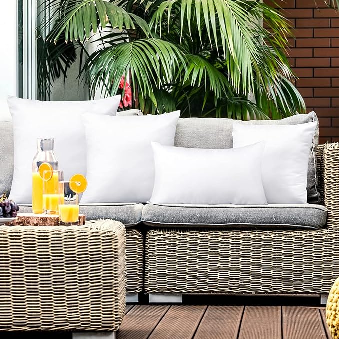 OTOSTAR Waterproof Outdoor Throw Pillow Insert 18x18 Inch Water Resistant Pillow Insert Premium Pillow Stuffer Sham Square Decorative Throw Pillow for Couch Cushion Stuffer Patio Furniture (1 Pack)