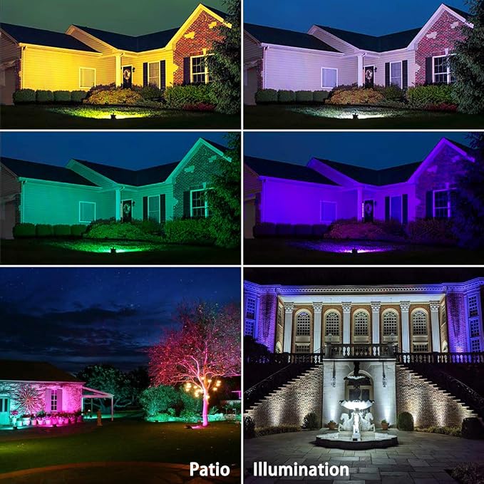 Led Flood Light 500W Equivalent, RGBW Led Outdoor Lights Colored Floodlight | Remote Control, 50W,5000ML 2700K,120 Colors, Timing, Dimmable, Custom Modes, Landscape Lighting (2 Pack)