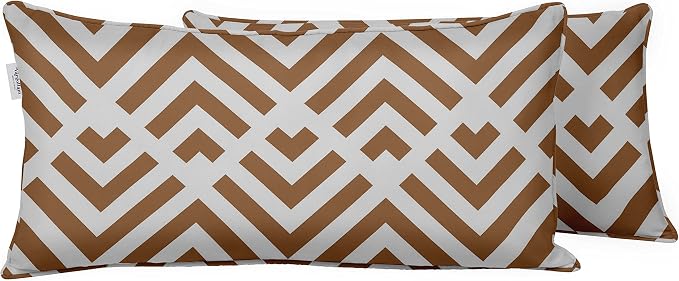 Indoor/Outdoor Polyester Fabric Lumbar Pillow Cover, All-Weather Waterproof Rectangular Cushion Case for Patio Furniture, 12 x 20 Set of 2 - Abstracts-68