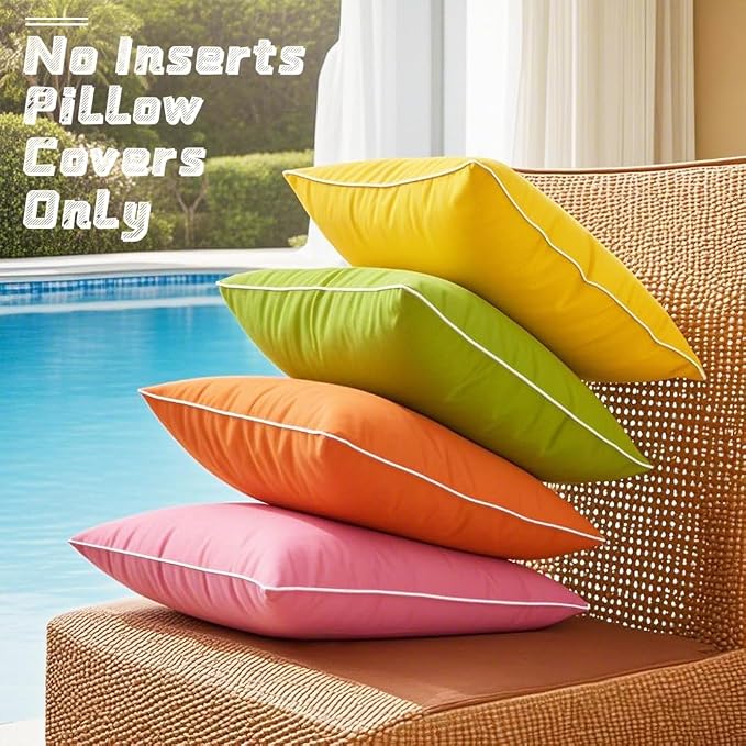 JOJOGOGO Hot Pink Outdoor Throw Pillow Covers 18x18 Waterproof Set of 2, Cute Pink Decorative Pillows for Couch, 18 x 18 Patio Furniture Pillows Outdoor Waterproof & Sunproof (Long Lasting Color)