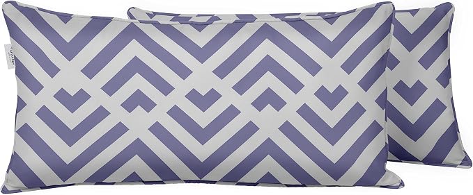 Indoor/Outdoor Polyester Fabric Lumbar Pillow Cover, All-Weather Waterproof Rectangular Cushion Case for Patio Furniture, 12 x 18 Set of 2 - Abstracts-86