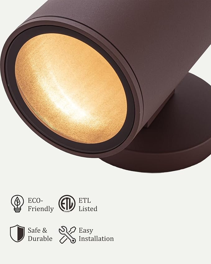 Ken & Ricky Modern Aluminum Outdoor Wall Sconce Lights,Brown Color，2 Pack | Downward Outside Wall Light With Glass Cover,No Glare Exterior Lighting Fixtures,For House Front Porch Garage Patio Entryway