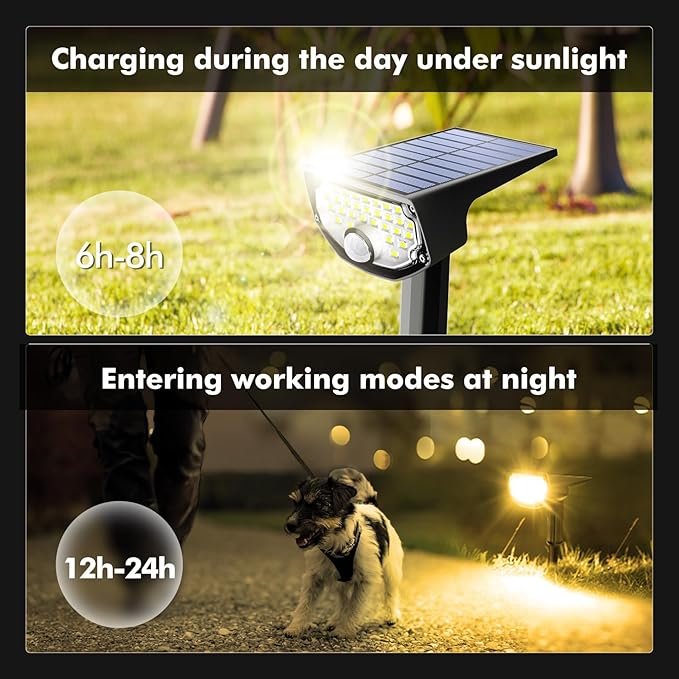 AloftSun Solar Motion Sensor Outdoor Lights,Waterproof Motion Sensor Spot Lights- 30 LED/3 Modes Solar Powered Spotlights,Landscape Lighting for Yard and Garden,Warm White,4 Pack