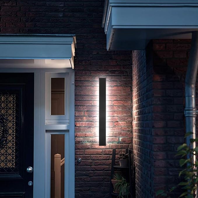 AioTio Modern Outdoor Wall Light for House,23.6inch Black LED Exterior Wall Sconces Lighting Fixtures, Outdoor Porch Light Fixture Dimmable Long Linear Wall Light Outside Lighting for Porch，Garage