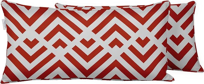 Indoor/Outdoor Polyester Fabric Lumbar Pillow Cover, All-Weather Waterproof Rectangular Cushion Case for Patio Furniture, 16 x 24 Set of 2 - Abstracts-47